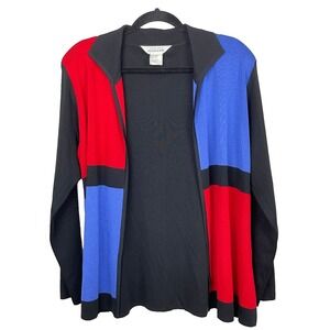Exclusively Misook Cardigan Sweater Womens XL Color Block Open Front Long Sleeve